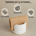 Quick Drying Diatomite Stone Sponge Holder, Compact Sponge Caddy for Kitchen Sink Counter, Water-Absorbing Round Organizer with Wide Slot, 1 Pack, White