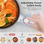 Audecook Hot Pot Electric, 1.7L Mini Electric Skillet Portable Nonstick Sauté Pan with Power Adjustment, Ramen Cooker Travel Multicooker for Steak/Soup/Egg/Oatmeal/Noodles (Tongs for Cooking Included)