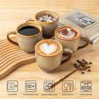 theterra Ceramic Coffee Mugs Set of 6, 12oz Handmade Coffee Cups with Handle for Latte, Tea, Milk, Beer, Hot Cocoa, Creamy Amber