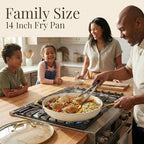 GOTHAM STEEL 14 Inch Nonstick Frying Pan with Lid, Large Ceramic Skillet for Family, Non Toxic PFOA PFOS PFAS Free, Oven & Dishwasher Safe 500°F, Even Heat Distribution, Cream