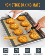 Silicone Baking Mat - 3 Pack Reusable Silicone Baking Sheet Liner for Oven - Half Sheet Nonstick Mat 16.5"x11.6" for Bread, Dough, Macaron, Cookie Cooking Liners for Kitchen Counter Bakery Supplies