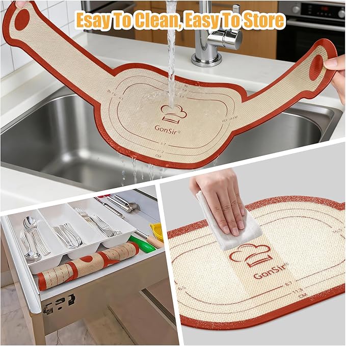 Silicone Bread Sling, 2Pcs Oval Silicone Baking Sling with Longer Handles, Non-Stick & Easy Clean Dutch Oven Baking Mat to Transfer SourDough Easily, Reusable Bread Mat Set （2PCS Red Oval）