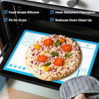 Silicone Pastry Mat,26" x 16" Nonstick Large Durable Silicone Sheet Mat with Measurement Non-slip Dough Rolling Mat for Pie Crust, Pizza, Cookies
