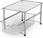 DecoBrothers Stackable Under Sink Organizer with Sliding Basket, Chrome