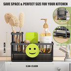 MURLONG Kitchen Sink Organizer,Sink Caddy Organizer with Removable Brush Holder,Self-Draining Countertop Organizers and Storage Essentials,Home Decor and Kitchen Gadgets-Black