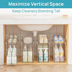 Vtopmart 4 Pack Higher Bathroom Organizer, 2 Tier White Under Sink Organizers Vanity Countertop Storage Container,Cabinet Drawers Bins, Pull-Out Organization with Track for Pantry, Kitchen
