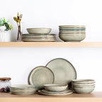 AmorArc Ceramic Dinnerware Sets,Handmade Reactive Glaze Stoneware Plates and Bowls Sets,Highly Scratch Resistant | Dishwasher & Microwave Safe Dishes Set,Service for 6 (18pc)