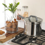 Oster Beauford 3.65-Quart Stainless Steel Deep Fryer Pot with Basket & Glass Lid – Induction, Oven & Dishwasher Safe, 5-Ply Encapsulated Base, Soft-Touch Handle