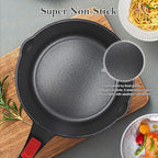 12 Inch Frying Pans Nonstick with Lid, Non Stick Saute Pan Skillet, Large Cooking Pan Kitchen Pans, Compatible with All Stoves, Detachable Handle, Oven Safe, PFOA Free, Red (5 Qt)