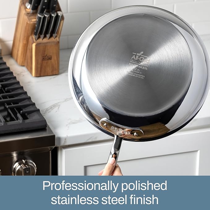 All-Clad D3 3-Ply Stainless Steel Fry Pan 7.5 Inch Induction Oven Broiler Safe 600F Pots and Pans, Cookware Silver