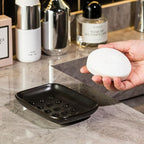Miamolo Soap Dish, Ceramic Soap Holder Shower Soap Dish for Bar Soap Sponge, Soap Saver Tray for Bathroom Kitchen Sink, Black (Pack of 2)