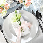 Black Silverware Royal Flatware Set for 4 Stainless Steel Cutlery Retro Antique Kitchen Utenisl with Flower Design Handle for Resturant Home Festival Parties