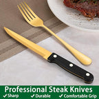 Gold 49 Pieces Stainless Steel Flatware Sets With Organizer,Golden Silverware Sets With Steak Knives Service For 8,Durable Knife And Fork Spoon Sets For Home Kitchen