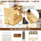 Jolitac Bamboo Pull Out Spice Rack for Cabinet, Slide Out Drawers, Space-Saving Seasoning Kitchen Pantry Sliding Vertical Organization, Easy to Install, 6" Wide, 2 Drawers(1.85" Wide), 2-Tier
