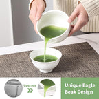 Matcha Whisk Set 5 Pcs, Matcha Kit Set Includes Matcha Bowl, Matcha Whisk and Holder, Bamboo Scoop and Sifter, Ceramic Matcha Set, Matcha Tea Set, Ideal Gift for Family/Friend (White)