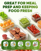 60 PCS Food Storage Containers with Lids, BPA-Free Plastic Food Containers for Kitchen Storage, Leak Proof, Reusable Meal Prep Containers with Labels & Pen