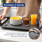 Food Trays for Eating on Couch - 2 Pack - Non Slip Dinner Trays for Eating Set of 2 Non Slip Serving Tray and Food Tray with Handles (Black)