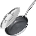 Non Stick Frying Pan 10 Inch with Stainless Steel Lid, Hybrid Nonstick Stainless Steel Skillet Frying Pan, Dishwasher and Oven-Safe Chef Pan, Induction Compatible Cooking Pan, PFOA Free Cookware