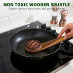 5 PCS Wooden Spatula for Cooking, Natural Teak Wooden Utensil Set, Non-Toxic Wood Cooking Utensil, Handmade Comfort Grip Wood Spoons for Nonstick Cookware