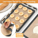 2-Pack Silicone Baking Mats – Non-Stick Reusable BPA-Free Oven Liners, 100% Food-Grade Silicone, Fit Half Sheet Pans (16.54" x 11.62") for Cookies, Pastry & More, Coffee with Deep Blue Edge