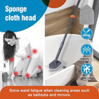 CLEANHOME Tub Tile Scrubber Brush with 3 Different Function Cleaning Pads and 56" Extendable Long Handle-No Scratch for Cleaning Bathroom Kitchen Toilet Wall Sink,Orange