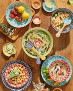 Metahom Ceramic Mixing Bowls for Kitchen, Colorful Nesting Bowls, Large Serving Bowls for Prepping, Baking, Mixing, Salad, Microwave Dishwasher Safe, 3.7/2.3/1.4 Qt, Set of 3