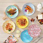 vancasso Ceramic Dinner Plates Set of 6, Large Vintage Plates 10.25 Inch Set of 6 for Kitchen, Porcelain Colorful Plates for Kitchen, Microwave Oven Dishwasher Safe, Vintage Gift, Pastel
