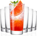 Drinking Glasses Set of 6, 13.5oz Highball Glass Cups with Heavy Base, Water Glasses for Kitchen and Dining, Lead-free Glassware Tumblers for Juice, Iced Coffee, Cocktails, Dishwasher Safe