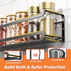 Spice Rack Wall Mounted 4 Pack,Space-Saving Spice Organizer for Spice Jars and Seasonings,Screw or Adhesive Hanging Spice Rack Organizer for Your Kitchen Cabinet,Pantry Door,11.41x2.75x2.75in
