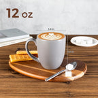 GBhome 12oz Coffee Mugs Set of 6, Large Ceramic Coffee Mugs for Man, Woman, Dad, Mom, Modern Coffee Mugs Set with handle for Tea/Latte/Cappuccino/Milk/Cocoa. Dishwasher&Microwave Safe,Matte Grey