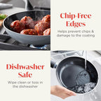 Deco 11” Nonstick Frying Pan Skillet, Made in Italy, Diamond Ceramic PFAS-Free, Dishwasher & Metal Utensil Safe, Durable Gloss Enamel Finish, Stay-Cool Handle, High Walls-Extra Room, Gray