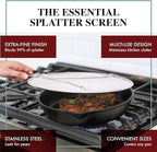 BergKoch Splatter Screen for Frying Pan - 11.5 Inch Stainless Steel Grease Splatter Guard - Cover Oil Splash when Sizzling Bacon, Cooking Fried Chicken or Popcorn
