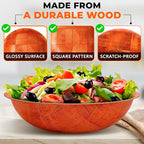 6 Pack Wooden Salad Bowls - 8"Wx2"H Holiday Wooden Salad Bowl Set for Pasta, Fruit or Side Dishes, Glossy & Easy to Clean Surface, for Party Dinners, Brunches, Weddings, Great Mothers Day Table Decor