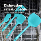 New DI ORO Silicone Turner Spatula Set - Kitchen Spatulas for Nonstick Cookware - Cooking Utensils for Flipping Eggs & Pancakes - 600°F Heat-Resistant BPA Free Turners - Dishwasher Safe (4pc, Teal)