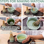 Joyscale Matcha Whisk Set, Matcha Set Whisk And Bowl, 8 Pcs Matcha Kit Set(Texture Design), 16 OZ, Japanese Matcha Tea Set, Matcha Making Kit Gifts for Tea Lovers(Celadon Green)