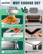 WantJoin Steam Table Hotel Pans 1/2 Half Size 6 Inch Deep 6 Pack, Stainless Steel Metal Tray Sets Food Storage Container for Restaurant Chafing Dishes Commercial Buffet Catering Supplies