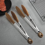 2 Pcs Walnut wood tongs Kitchen Tongs for Cooking 9-Inch Kitchen Tongs Grilling for Serving Food, BBQ, Cooking, and