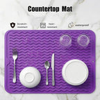 MicoYang Silicone Dish Drying Mat for Multiple Usage,Easy clean,Eco-friendly,Heat-resistant Silicone Mat for Kitchen Counter or Sink,Refrigerator or drawer liner Purple L 16 inches x 12 inches