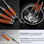 Kitchen Utensils Set Stainless Steel with Wooden Handle,Metal Cooking Utensils Set 12 PCS,Spatulas,Ladle,Skimmer,Tunners,Spaghetti Spoon,Fork,Potato Masher,Egg Whisk,Tongs