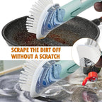 RIMAY Dish Brush with Soap Dispenser, Dish Washing Brush with Handle, Soap Dispensing Dish Brush, Soap Brush for Kitchen Sink, Dish Wand Kitchen Brushes for Dishes/Pans/Pots/Sink (Blue)