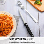 MUTNITT Silverware Set with Steak Knives Service for 4,Stainless Steel Flatware, Mirror Polished Cutlery Utensil Set for Home Kitchen Eating Tableware, Include Fork Knife Spoon, Dishwasher Safe