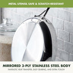 GreenPan Valencia Pro Tri-Ply Stainless Steel 8” Frying Pan Skillet, PFAS-Free Ceramic Nonstick Coating, Induction Ready Cookware, All Cooktops, Eggs & Omelets, Dishwasher & Oven Safe 600F