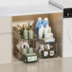 Delamu 2-Tier Under Sink Organizers and Storage, Multi-Purpose Stackable Bathroom Cabinet organizers, Pull Out Kitchen Pantry Organization and Storage with Dividers(2 Pack, Grey)