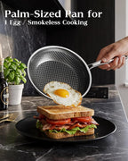 Honeycomb Stainless Steel Nonstick Frying Pan with Lid 7 Inch, Induction Cooktop Compatible Skillet, PFOA-Free Scratch-Proof, Dishwasher & Oven Safe, Stay-Cool Handle, Silver Kitchen Cookware