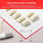 Silicone Baking Mat Super Large, 32x24 inch Silicone Pastry Non Stick Kneading Mat with Cable Ties and Dough Scraper, Measurement Food Grade Silicone Mat for Rolling Dough