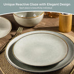 AmorArc Ceramic Dinnerware Sets for 6, 18 Pieces Handpainted Plates and Bowls Set, Scratch Resistant Stoneware Dishes Set, Dishwasher & Microwave Safe, Reactive Glaze