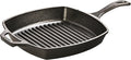 Lodge Square Cast Iron Grill Pan - Pre-Seasoned Square Skillet - Ridged Burger Grill Pan - Even Heat Distribution - PFAS-Free Non-Toxic Cookware - 10.5 Inches