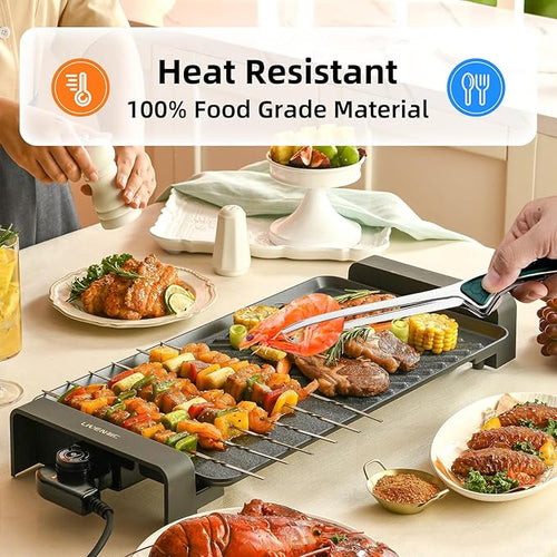 3Pcs 9.5Inch Barbecue Tongs - 304 Stainless Steel Kitchen Tongs with Non-Slip Comfort Grip, Heat Resistant & Dishwasher Safe, Golden - Multi-Purpose for Grill, Salad, Picnic & Cooking (Silver)