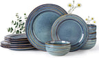 GBHOME Ceramic Dinnerware Sets,12 pcs Embossed Elegant Stoneware Plates and Bowls Sets, Housewarming Wedding Gift | Dishwasher & Microwave Safe | Dishes Set Service for 6