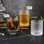 Hobnail Drinking Glasses Set of 8, 12 oz Highball Glasses & 10 oz Cocktail Glasses, Embossed Vintage Kitchen Glassware, Dishwasher Safe Glasses Drinking Set for Whiskey, Juice, Cocktails, Beer